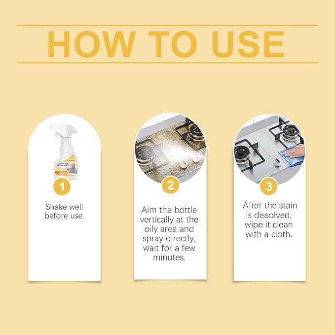 Greasy Dirt Clean Spray, Degreaser Cleaner Heavy Duty, Kitchen Cleaner, All Purpose Stain Removal Cleaners, Oven And Grill Cleaners Clean Up Kitchen Oil Stains(3, pc-120ml)