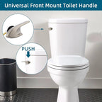 Universal Metal Front Mount Toilet Handle Replacement Kit Compatible with Kohler Toilet Tank Parts, Toilet Flush Lever Handle with Flapper Chains, Brushed Nickel