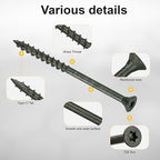 Deck Screws #10 x 3’’, T25 Star Torx Drive Flat Head Wood Screws, Green, 5lb