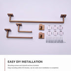 TRUSTMI Contemporary 5-Pieces Bathroom Hardware Set Towel Bar Robe Hook Toilet Roll Paper Holder, SUS 304 Stainless Steel Wall Mounted, Brushed Rose Gold