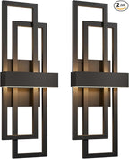 LamQee 2 Pack 25.6" Modern Outdoor Wall Light, Integrated LED 1200LM Large Exterior Lighting Fixture Rectangle Outdoor Sconce, Matte Black Wall Mount Porch Light Outside Lamp for House Garage Patio