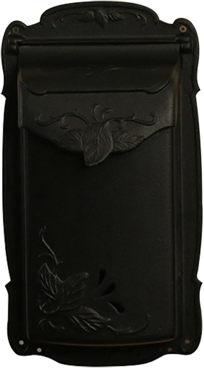 Special Lite Floral Vertical Wall Mount Mailbox - Black Cast Aluminum Mailbox for Wall Mount - SVF-1001-BLK