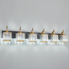 Modern Black Gold 6 Light Bathroom Vanity Light Crystal Bathroom Light Fixtures Over Mirror