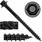 Jake Sales #14 X 12 Heavy Duty Black Timber/Log/Landscaping Wood Screws - Exterior Coated Heavy Duty Screws. 10 x 50 Count Boxes - 200 Screws