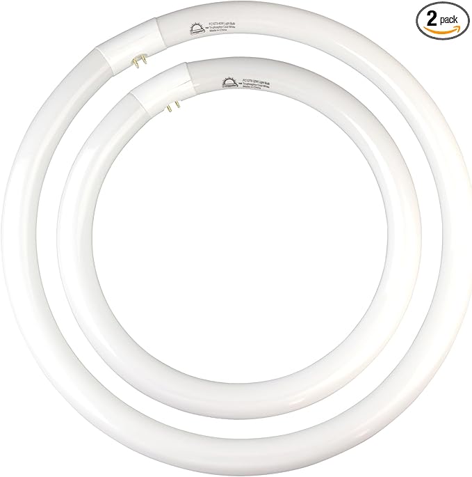 FC16T9/CW 40W & FC12T9/CW 32W Cool White Set, 16 inch T9 40 Watts & 12 inch 32 Watts Round Fluorescent Light Bulb, Circular Bulb Kitchen and Bath, 841 4100K, G10q 4 pin Prong