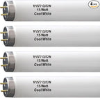 F15T12-CW T12 15 Watt 18 Inch Fluorescent Light Bulb,F15T12-CW 15 Watt Cool White,4100K,T12 Linear Fluorescent Lamp,Medium Bi-Pin G13 Base,850 Lumens(4Pack)