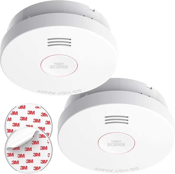SITERLINK Smoke Detectors 10 Year Battery Operated,UL217-9th Listed Smoke Alarm with Test-Silence Button,Photoelectric Sensor Fire Alarms Smoke Detectors with LED Lights for Home, GS525A (2 Pack)