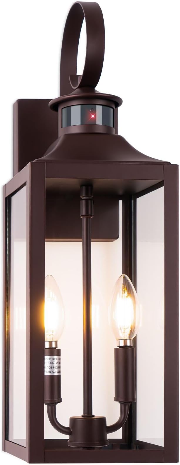 20" Oil Rubbed Bronze Motion Sensor Outdoor Light, Large Dusk to Dawn Outdoor Lighting Fixture, Farmhouse Wall Mounted Porch Lamp, Waterproof Brown Sconce for Outside Patio, 3 Modes/2-Light/1-Pack