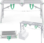 Zonon 47" L x 11.8" W x 24" to 35" H Folding Work Platform Portable Scaffolding Step Stool 4 Height Adjustment 400 Lbs Load Capacity Non Slip Work Platform Ladder for Home Drywall Cleaning Painting