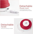 Ultrathin Upgraded Food Grade Silicone Travel Foldable Electric Kettle Boil Dry Protection Portable with Dual Voltage and Separable Power Cord,555ML 110-220V US Plug