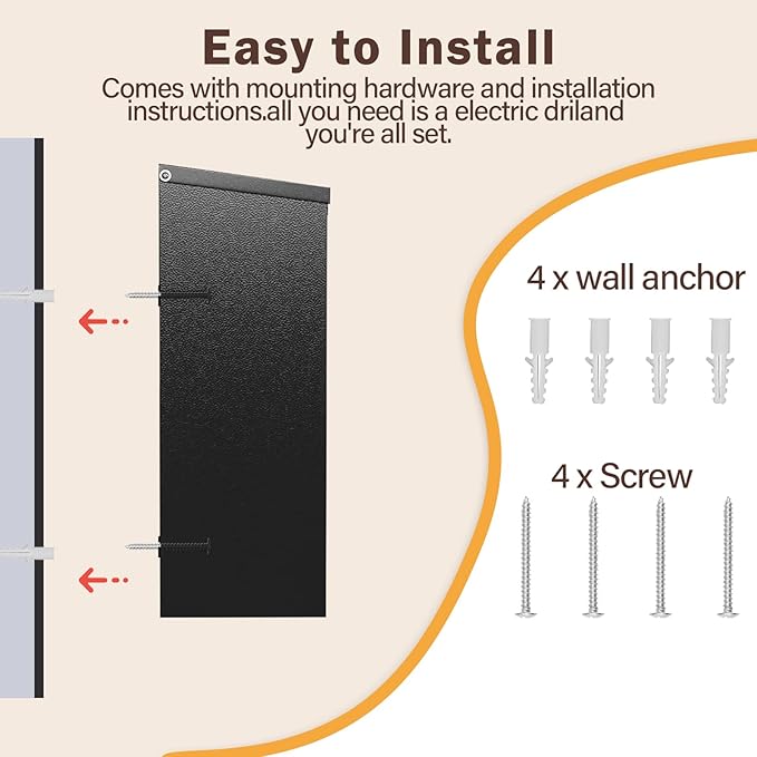Wall Mount Mailbox, Black Powder Coated Steel, Locking Security Mailbox for Letters and Parcels, 14 x 3.8 x 12.5 Inches