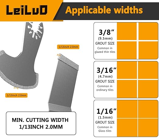 LEILUO Diamond Oscillating Multi Tool Grout Removal Blades 6 Pcs Tile Grout Remover Blades Kit Compatible with DeWalt Makita Einhell and More