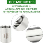 TAISHER 2PCS Stainless Steel Pipe Fittings, 3/4" NPT Female x 3/4" NPT Female Threaded, 2" Length Thickened Nipple Cast Pipe