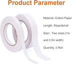 2 Rolls Double Sided Tape, Two Different Size Double-Sided Adhesive Tape Set - Ideal for Crafts & Arts, Scrapbooking, Paper and More(1 Inch+1/2 Inch, 40 Yards Per Roll)
