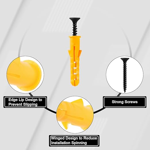 KURUI Wall Anchors Kit for Hanging Wall Art Decor, 270Pcs Picture Hangers Assortment Kit for Drywall Concrete Brick, 135 Screws and 135 Drywall Anchors,Replace Picture Hanging Nails for Frame Tapestry