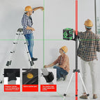 MOETER Laser Pole, 12FT/3.7M Adjustable Laser Level Pole with Tripod and 1/4''-20 Mount for Rotary and Line Rotary Lasers, Telescoping Laser Level Tripod with 5/8"-11 Thread Adapter