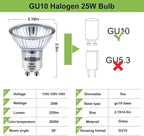 NP5 GU10 120v 25w Bulb Candle Warmer, 6pcs GU10+c 120v 25w Halogen Light Bulbs with Glass Cover, GU 10 Bulb Dimmable & Warm White, MR16 GU 10 Base for Candle Warmer Lighting Bulbs, Track Light Bulbs