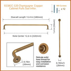 Goo-Ki 6 Pack Champagne Copper Cabinet Drawer Pulls Kitchen Hardware - 12.6"(320mm) c-c Bar Pull Dresser Handles for Cupboard Bathroom Closet Wardrobe