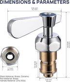 Lead-Free Faucet Handle Repalcement Valve Stem Repalcement Assembly, Commercial Faucet Parts for Kitchen Sink Faucet, Brass Constructed with Ceramic Disc, Blue for Cold