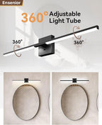 Ensenior Modern Bathroom Vanity Light 32 inch, Built-in Dimmer, 18.5W Dimmable 5CCT Led Bath Lights, Black Bar Vanity Light for Bathroom Mirror Cabinets Bedroom-FCC Certificated