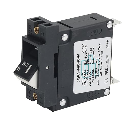 GLOSO Single Pole Miniature Circuit Breaker Manual Reset Switch Yachts Campers Caravans Control Panel M4 Screw Black Rocker 40A J1P