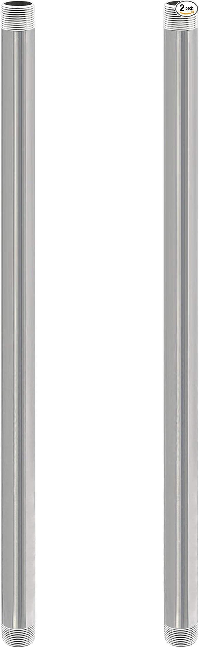 GeilSpace 3/4" x 42" Stainless Steel Pipe, 304 Pipe Nipple Fits Standard 3/4 Inch Threaded Pipes and Fittings, DIY Industrial Metal tube (2 PCS)