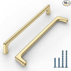 10 Pack Gold Cabinet Pulls - 6.25 Inch Brushed Gold Kitchen Handles for Cabinets & Cupboards