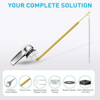 Toilet Handle Replacement Kit - Universal Front Mount Toilet Flush Handle, American Standard Toilet Lever Replacement Fits Most Toilets, Metal Toilet Tank Lever with Steel Flapper Chain [Brass&Chrome]