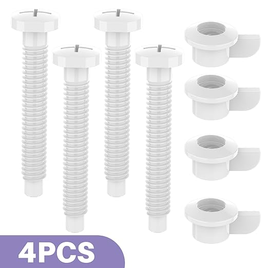 Toilet Seat Including Nut for Top Mount Toilet Seat Hinges, Plastic, Pack of 4