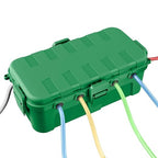 QUOBAS Outdoor Waterproof Electrical Box with 6 Cable Ports, IP54 Weatherproof Heavy-Duty Extension Cord Cover for Power Strips, Garden Power Tools, Holiday Lights, Green