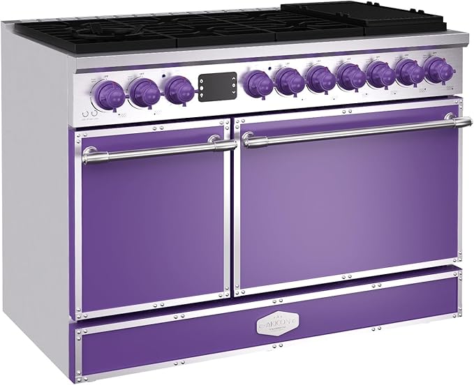 Akicon 48" Freestanding Gas Cooktop Oven Combo, Features 8 Sealed Burners, 6.7 Cu.ft Rapid Convection Oven, Convertible Fuel (NG/LP), Durable Cast Iron Grating (DPSDPSB3)