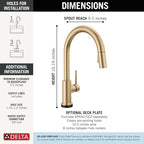 Delta Trinsic Touchless Kitchen Faucet with Touch Technology, Brushed Gold Kitchen Sink Faucet with Pull Down Sprayer, Single Hole, Champagne Bronze 9159TL-CZ-DST