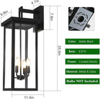 tewei 26IN Large Size Outdoor Wall Lantern Exterior Waterproof Wall Sconce, Matte Black Outdoor Lights for House Modern Porch Light with Clear Glass Shade, E12 Base Wall Light for Garage(1 Pack)