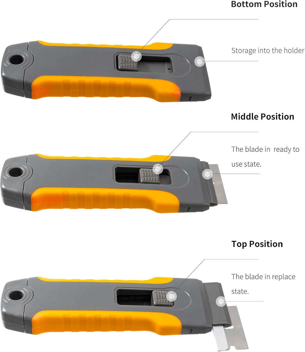 Razor Blade Scraper Tool with 15pcs Extra Blades, Cleaning Razor Scraper for Glass, Glass Top Stove Scraper for Oven Door, Cooktop Scraper, Glass Scraper Cleaning Paint from Glass (Gray)