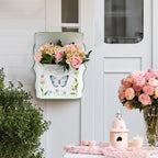 Mailbox Wall Mount Mailboxes for Outside Vintage Mail Boxes for House Outside Metal Drop Box Antique Style Nostalgic Charm Home Decorative, Butterfly Pattern, White