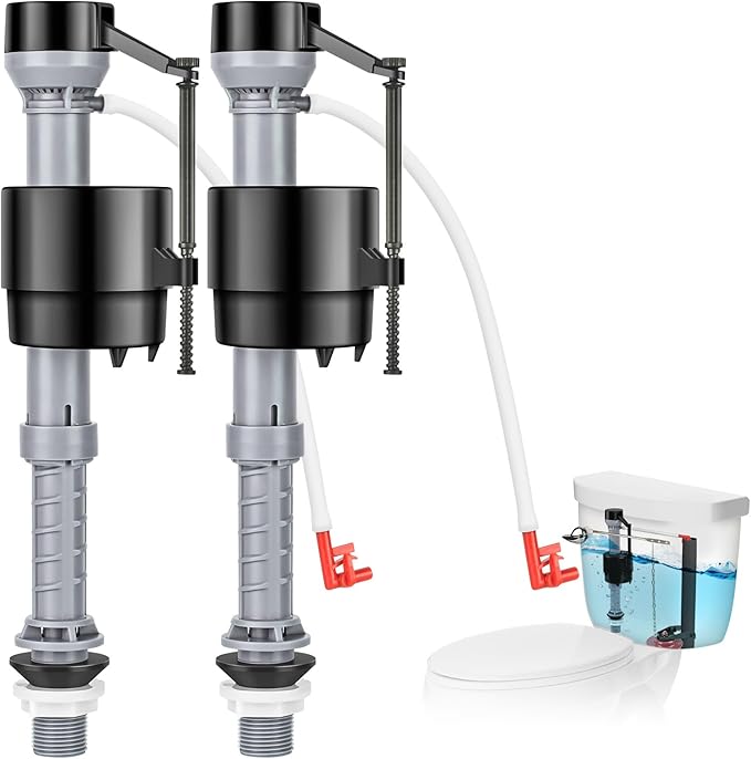 Universal Toilet Fill Valve Replacement Kit, Toilet Repair Kit Inside Tank, Height Adjustable & Water-Saving, Quiet & Anti-Siphon, Easy to Install (2-Pack)