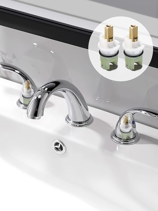RP25513 Faucet Repair Kit – Compatible with Delta 3-Hole, 2-Handle Series, Includes RP24096 Cartridge, RP4993 Seat & Spring, RP24097 1/4 Turn Stop (2-Pack)
