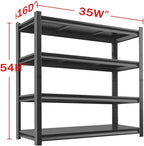 Metal Garage Storage Shelves Heavy Duty Shelving Unit 4 Tier Steel Adjustable Organizing Shelves 2500 LBS Capacity Industrial Shelving Ideal for Garage Tote Pantry Basement Outdoor, 54”Hx35”Wx16”D