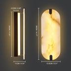 14.17in Alabaster Wall Sconces, Natural Marble Wall Light, Modern LED Alabaster Sconces for Living Room Indoor Wall Lamps for Dining Room Stairs Bedroom,Black