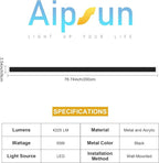 Aipsun 2 Packs Porch Wall Lights 55W 78.7 inch Long Strip Modern Outdoor Wall Light Fixture, Black Wall Mount Lighting Sconce Exterior Lights Wall Sconce 3000K for House Living Room Corridor