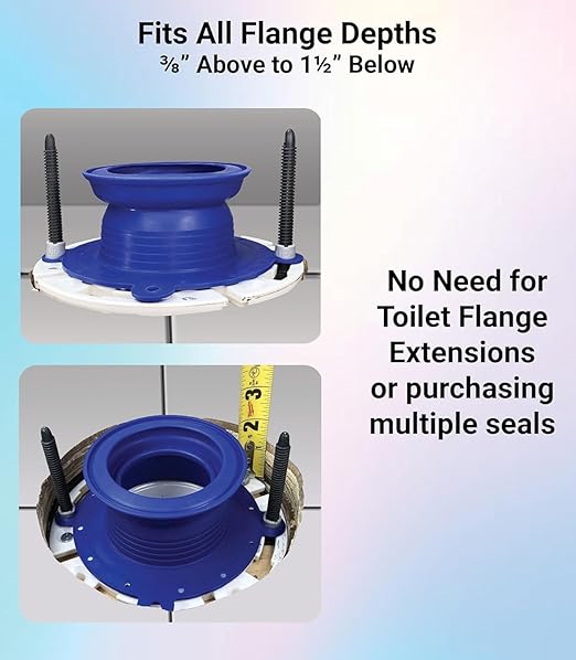 One N Done Toilet Flange Repair Kit – Complete Toilet Wax Ring Replacement Kit – Durable Waxless Toilet Ring – Includes Toilet Flange Bolts, Toilet Bowl Caps, and Toilet Flange Extension Kit (1 Pack)