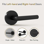 Mega Handles Ronn Dummy Door Handles - 6 Pack Heavy Duty Black Door Handle, Non-Turning Door Handle for Hallway, Closet & French Doors, Single Side, Fits All Standard Doors - Matte Black