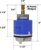 Kerox PBR 40 Faucet Cartridge, Genuine OEM Cartridge Replacement Compatible with Single-Lever Shower and Tub Fixtures from Danze Moen Gerber, American Standard Sigma La Torre Cascade and Nobili