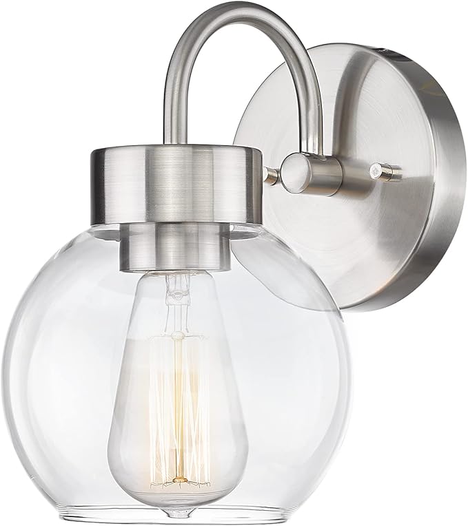 EAPUDUN Bathroom Light Fixtures Over Mirror, 1-Light Brushed Nickel Wall Sconces, Modern Vanity Light Porch Lamp, Hallway,Bedroom, Living Room Lighting Fixtures