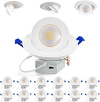 Adetu Recessed Lighting 6 inch, 360°+90° Adjustable Directional 6 inch Gimbal Led Recessed Light, 2700K-5000K 5CCT Dimmable Retrofit Eyeball Can Recessed Lights with Jbox, ET (White-12 Pack)