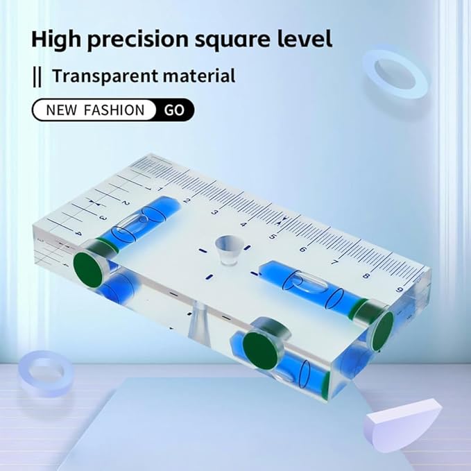 Transparent Rectangular high-Precision T-Shaped Level Integrated Small Household Magnetic Water Level (blue, 95 * 51 * 13mm)