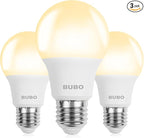 BUBO A19 LED Light Bulbs, 60 Watt Equivalent LED Bulbs, Soft White 2700K, 800 Lumens, E26 Standard Base, Non-Dimmable, 8W Soft White LED Bulbs for Bedroom Living Room Home Office, 3 Pack