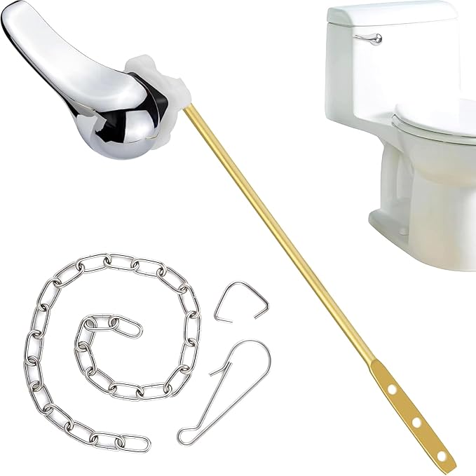 Toilet Handle Replacement Kit Universal Bowl Repair Inside Tank Trip Lever Stainless Steel Flapper Chain Flush Front Mount Chrome Brass Fitting with American Standard Gerber Compatible Parts