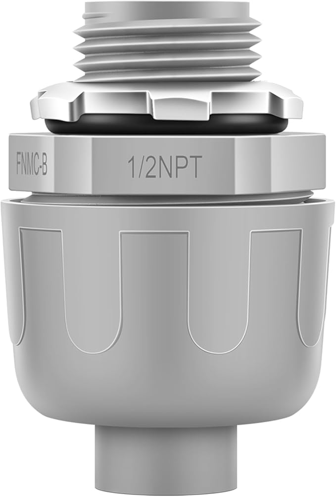 50 PCS 1/2" Liquid Tight Connector NPT Non-Metallic for PVC Electrical Flexible Conduit Fittings - Sturdy, Quick Installation, UL Listed for Home Outdoor Tubes Tools