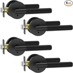 Asidrama 4 Pack Privacy Door Handles with Lock,Matte Black Door Handles Interior for Bedroom or Bathroom, Heavy Duty Black Door Levers, Reversible Keyless Turn Lock Interior Door Handle
